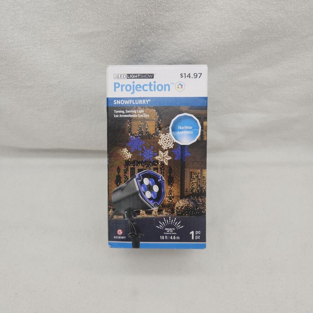 Lights Gemmy Snowflurry Projection Lightshow LED Blue White Snowflakes Christmas